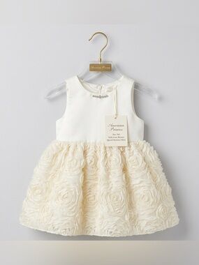 NWT American Princess 9M Ivory Rosette Baptism / Flower Girl Dress"